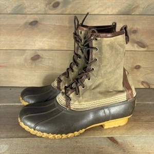 ll bean mens size 8 duck boots brown waxed canvas waterproof hunting shoes - Picture 1 of 8