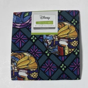 DISNEY Beauty & The Beast Stained Glass Cotton Fabric Fat Quarter 18x22" NEW - Picture 1 of 4