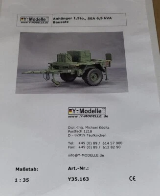 1/35 Y-modelle German 1.5 ton trailer w 6.5 kVA generator full resin kit   HTF - Image 1 of 2