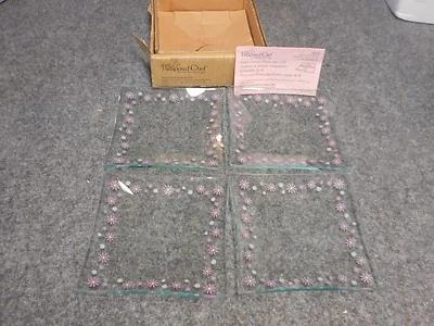  PAMPERED CHEF SET OF 4 DAISY DESSERT SERVING PLATES DISHES 2818 SQUARE 6" NIB - Image 1 of 2