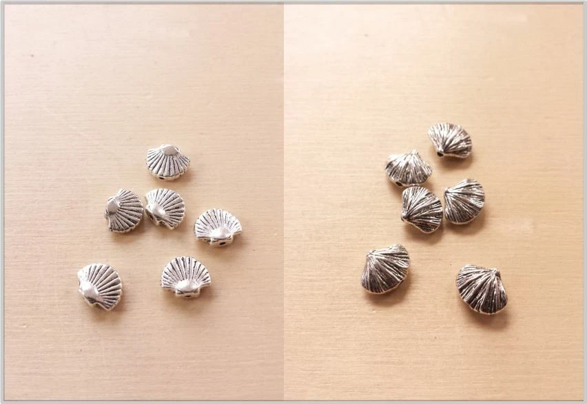 Muschel Metallperlen Maritimer Schmuck Beads Spacer Basteln Deko Nautisch Silber - Bild 1 von 1