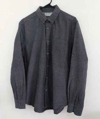 Camisa Five Four gris con botones manga larga lengüeta enrollada para hombre talla XL Foto 1 de 4