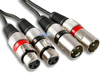 CABLESTOP SHORT 50cm PROFESSIONAL TWIN XLR BALANCED INTERCONNECT PATCH LEAD MALE TO FEMALE