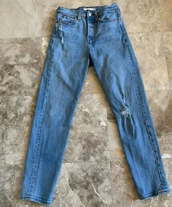 Pantaloni Levis Premium donna 25 blu denim jeans zeppa skinny cotone metà 23x24 - Foto 1 di 11
