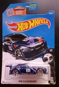 BMW Z4 M Motorsport 188/250 BMW 3/5 azul Hot Wheels nuevo en paquete - Imagen 1 de 3