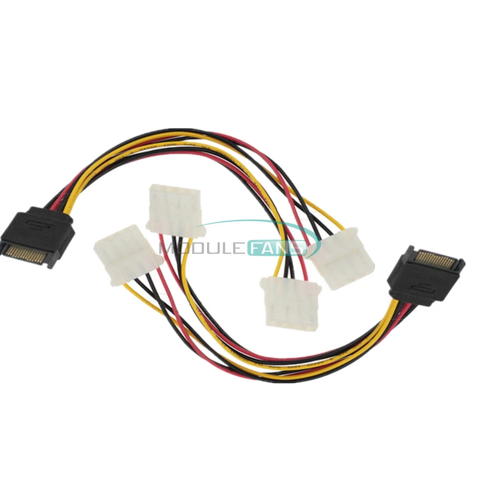 2PCS Pro SATA 15 Pin Male to 4 Pin Dual IDE Female Power Adapter Converter Cable - Image 1 of 1