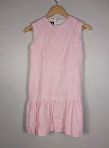 Oscar de la Renta Girl's Pink Seersuker Dress Size 12Y 100% Linen Lined EUC 110 - Picture 1 of 6