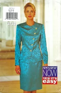 Butterick See & Sew 3733 Traje Eléctrico Años 90 Botón Asimétrico Top y Falda Talla 8-12 - Imagen 1 de 4
