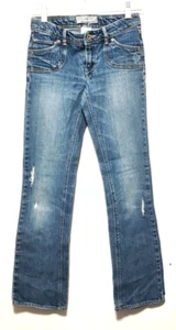 Girls Size 14 Blue Denim Boyfriend Straight Leg Distressed Stretch Jeans - Picture 1 of 6