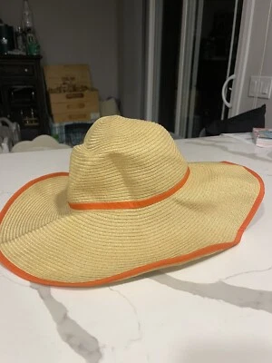 Sombrero para mujer Calvin Klein ala ancha flojo beige naranja Foto 1 de 3