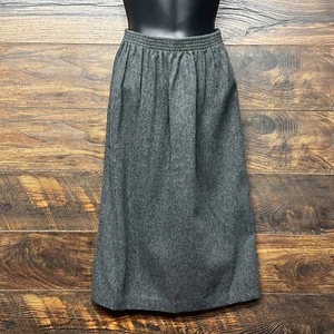 Vintage Blair Damen Rock klein Wollmischung tiefgrau Gummibund Midi Büro - Bild 1 von 16