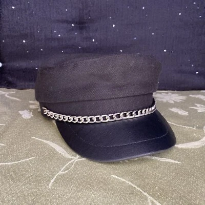 Sombrero plano de cadena boina disfraz gorra mujer taxista piloto motocicleta sombrero Foto 1 de 4