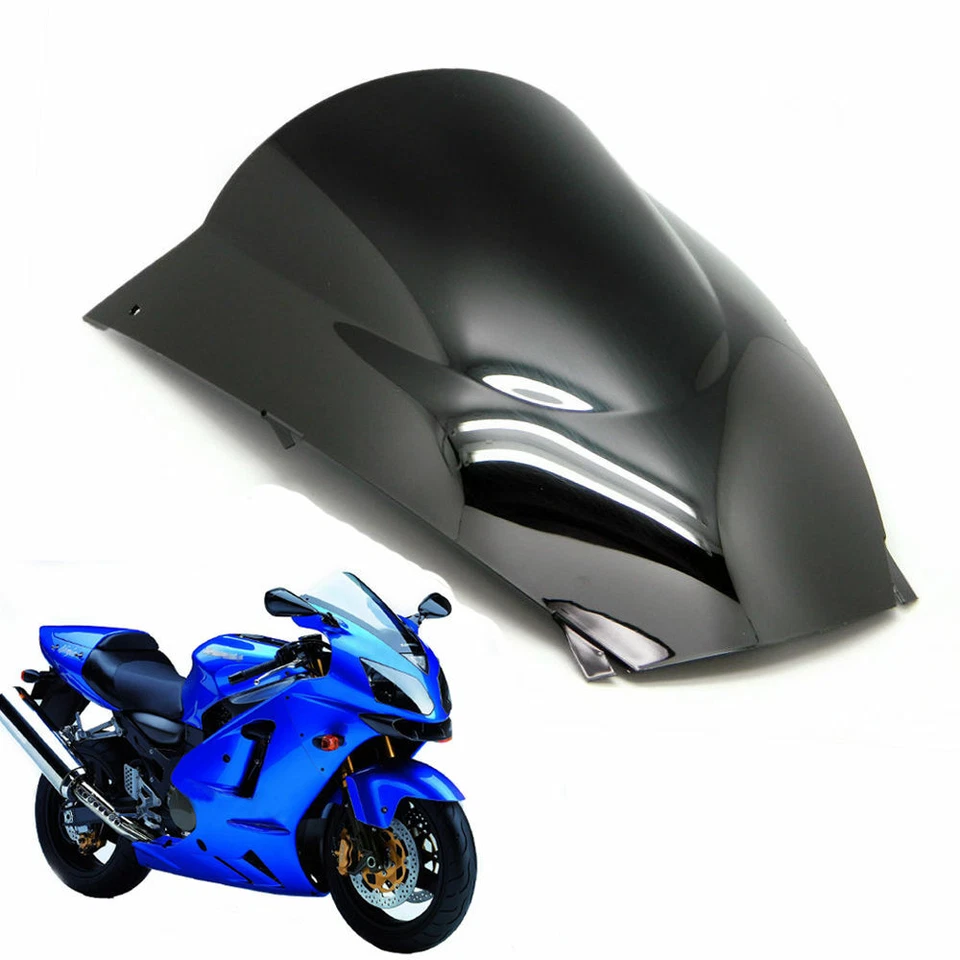 Blakc Double Bubble Windscreen Windshield ABS For Kawasaki Ninja ZX12R 2002-2005 - Изображение 1 из 2
