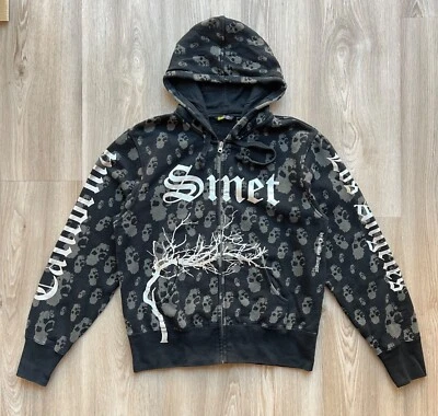 Sudadera con capucha vintage Smet de Christian Audigier sobre calaveras con cremallera Foto 1 de 4