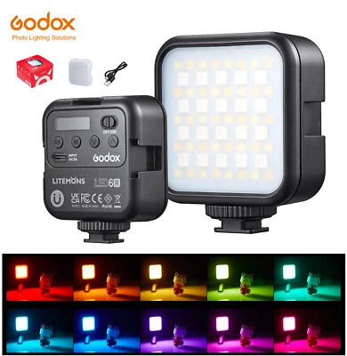 US Godox LED 6R RGB Video Light Full Color 3200K-6500K 1800mAh Li-ion Battery - Image 1 of 4