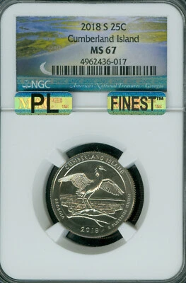 2018 S CUMBERLAND ISLAND QUARTER NGC MS67 MAC PL MAC FINEST   . - Image 1 of 2