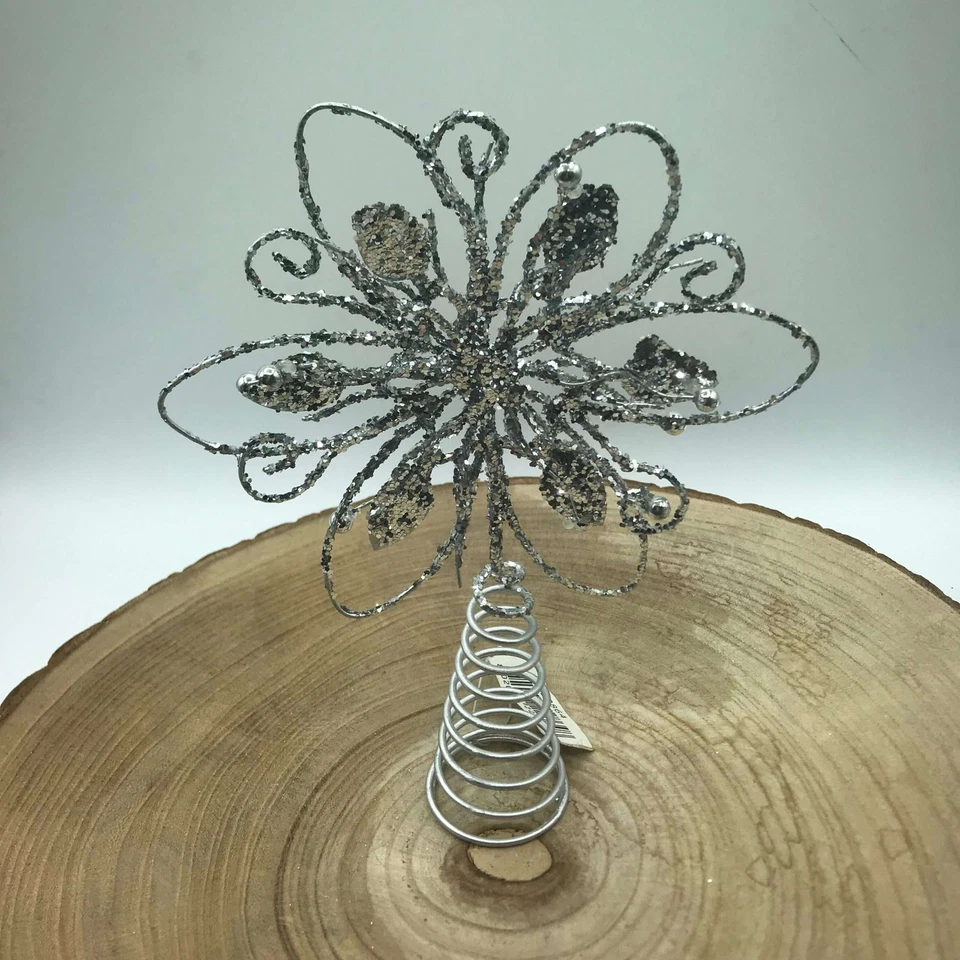 Puntale Stella Argento Albero di Natale - Immagine 1 di 2