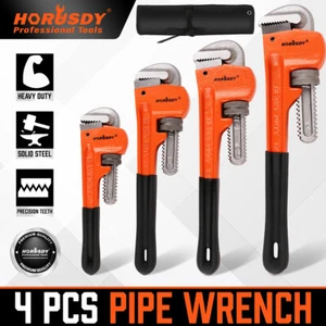 4pc Heavy Duty Pipe Wrench Set Monkey Heat Treated Adjustable 8" 10" 12" 14" NEW - Picture 1 of 8