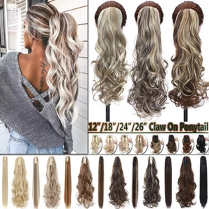 Jaw Claw-on Ponytail Hairpiece Clip in Thick Pony Tail As Human Hair Extensions - Picture 1 of 45