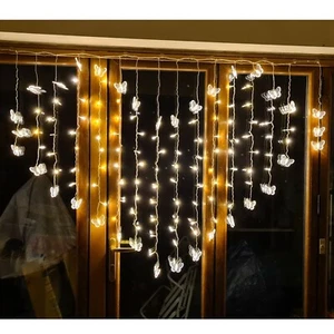 LED Fairy Curtain Lights Window String Mesh Party Christmas Decoration Heart - Picture 1 of 5
