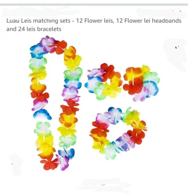 Lote 12 Hawaiian Leis Set Diadema Muñequeras Collar Foto 1 de 4