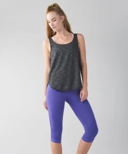 Leggings Lululemon 6 Periwinkle Azul Elastizado Tejido "In the Flow" Athleisure Crops - Imagen 1 de 6