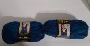 Lot of 2 Lion Brand Jiffy Yarn Midnight Blues Skeins 115 Yards Each - Picture 1 of 4