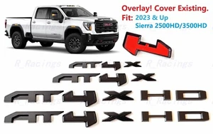 Grill Door Rear Matte Black AT4XHD OVERLAY Emblem 2023+ GMC Sierra 2500HD 3500HD - Picture 1 of 11