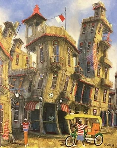 "Ernesto Gonzalez gerahmte Malerei zeitgenössische kubanische Kunst 22""x18""" - Bild 1 von 18