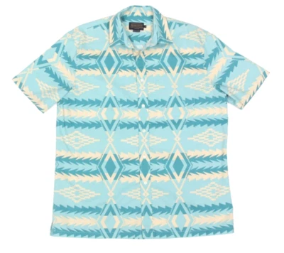 Pendleton Men's Turquoise Southwestern Aztec Button Short Sleeve Shirt sz M /432 - Image 1 of 4