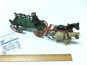 Kenton Cast Iron Toy 1930s Horse Drawn Open Wagon Carriage Rare Japanese Driver - Picture 1 of 11