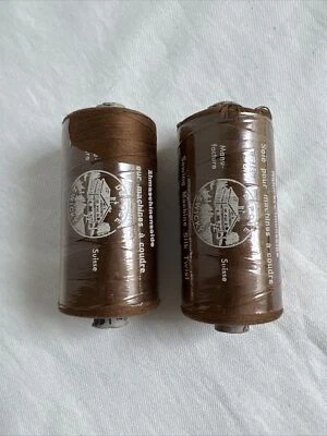 Zwicky 100 % Silk Thread 1300 meters  Made Switzerland Brown 792  lot 2 spools - Image 1 of 4