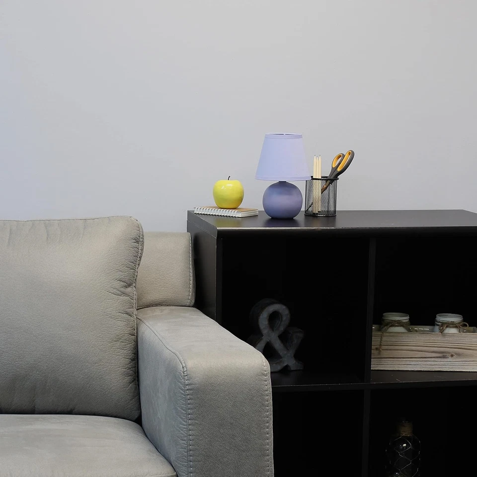 LT2008-PRP Mini Ceramic Globe Table Lamp with Matching Fabric Shade Purple