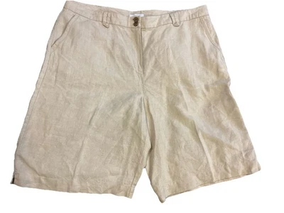 Charter Club Allison Fit 100% Lino Mujer Pantalones Cortos Talla 16 10” Entrepierna Foto 1 de 4