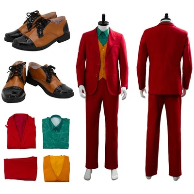 Joker Arthur Mancha Rojo Traje Zapatos Juegos con disfraces Disfraz Hombres Halloween Carnaval Conjunto Foto 1 de 4