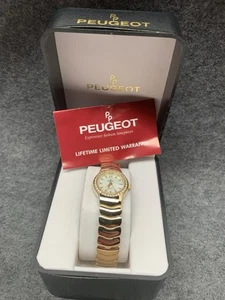 Ladies Peugeot Watch Bracelet Style Gold Tone W/Box Needs Battery JK135 - Picture 1 of 4