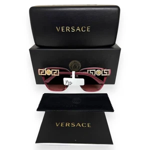 Versace Sunglasses VE4471BF 5475/5M Ruby Red Gold Logo with Crystals w/case NWT - Picture 1 of 9