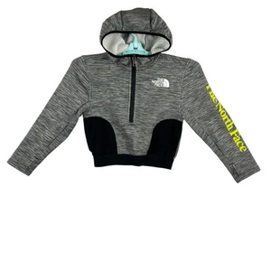 The North Face Girls Pullover 1/4 Zip Grey Black Cropped Hoodie Size 6 XS - Picture 1 of 9