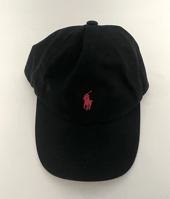 Polo Ralph Lauren Black Adjustable Hat Kids 2T-4T Red Logo Cap - Image 1 of 4