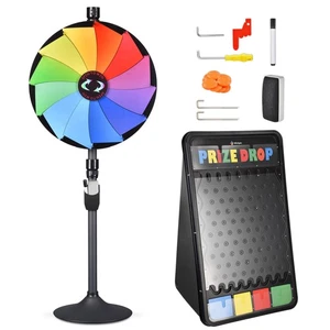 WinSpin 24" Dual Use 12 Slots Prize Wheel 41x25" Prize Drop Game Board Party - Bild 1 von 9