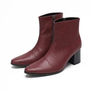 Moda 8 cm Tacones Altos Para Hombre Botines Vestido Cuero Botas Peluquería Zapatos - Imagen 1 de 27