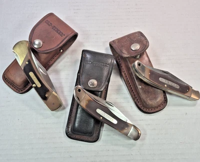 3 cuchillos Schrade Old Timer usados de colección con fundas Schrade 250T, 70T, 1250T Foto 1 de 4