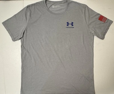 Camisa Under Armour Freedom Para Hombres XL Gris Bandera Americana Gráfico Camiseta Patriótica Foto 1 de 4