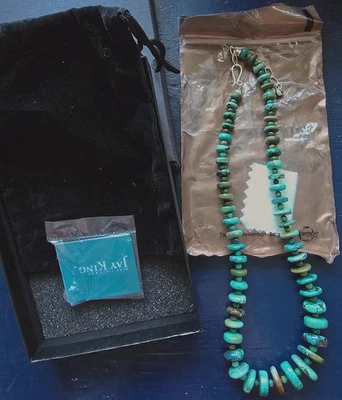Jay King 17.5-20" DT .925 Graduated & Beaded TURQUOISE DISC NECKLACE, box/bag - Image 1 of 4