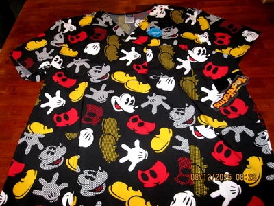 NWT Mickey Mouse Cherokee Scrubs Tooniforms Disney Mens V Neck Top TF740 MKPM XL - Image 1 of 4