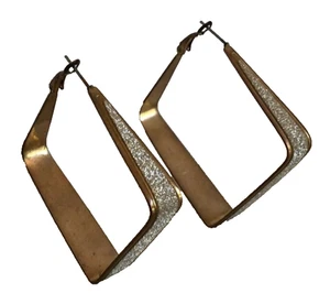 Vintage Glitter sparkle Square drop Earrings Pierced ears Dangle Drop large 2" - Picture 1 of 7