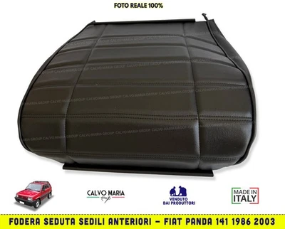 Fodera Sedile Fiat Panda 141 141A Similpelle NERO ANTERIORE sedili foderina set - Immagine 1 di 4