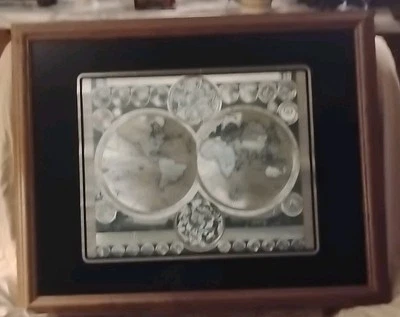 Vintage Gold Foil  World Map – Framed 25"x31" – Ready to Hang - Image 1 of 4