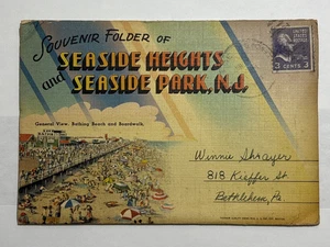 Carpeta de recuerdo Seaside Heights and Seaside Park Nueva Jersey postal lino - Imagen 1 de 10