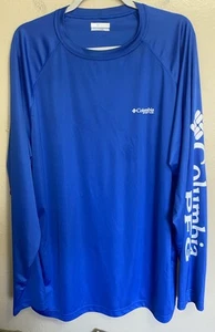 Columbia Shirt Mens XXL Blue Long Sleeve Terminal Tackle Omni Shade PFG Fishing - Picture 1 of 6